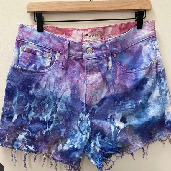 Hand-dyed Madewell High Rise Denim Shorts - Picture 2 of 7
